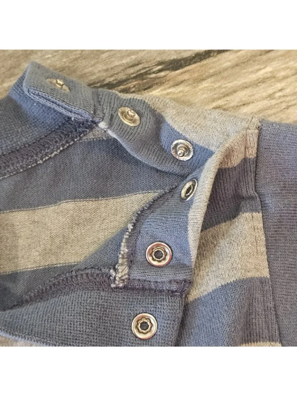VTG Baby Bgosh Romper Sz 18 Months Boys Striped Moose Snowflake Blue Gray